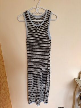 MSCH Copenhagen Knit Tank Midi Dress in Light Blue & Black